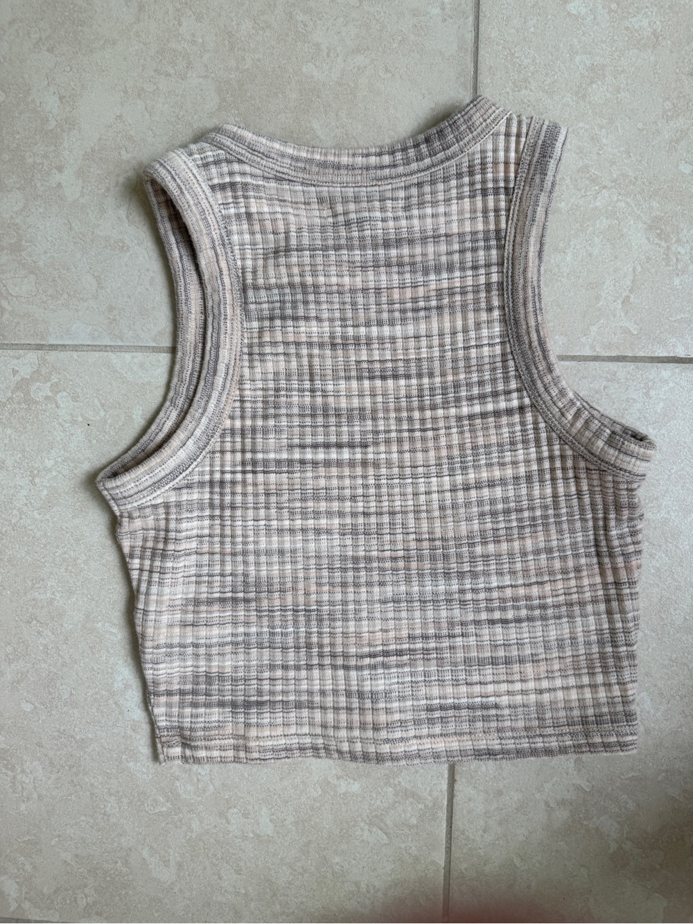 Madewell Ribbed Tank - Cream and Light Brown Stripe